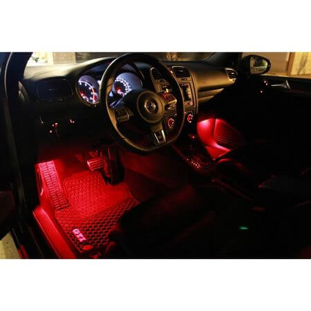 Kit iluminare ambientala auto banda LED RGB, interior masina, 4 benzi, 72 leduri, senzor muzica, multicolor, 12V, cu telecomanda