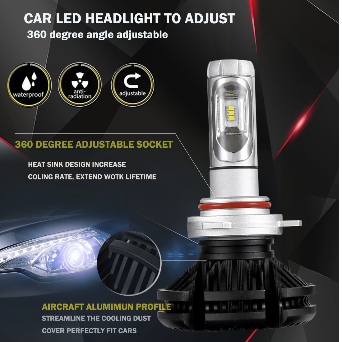 Becuri auto cu led H7 model X3 , 6000 LM , 50W, peste 30.000 ore functionare, 9 - 32V - SoareOnline