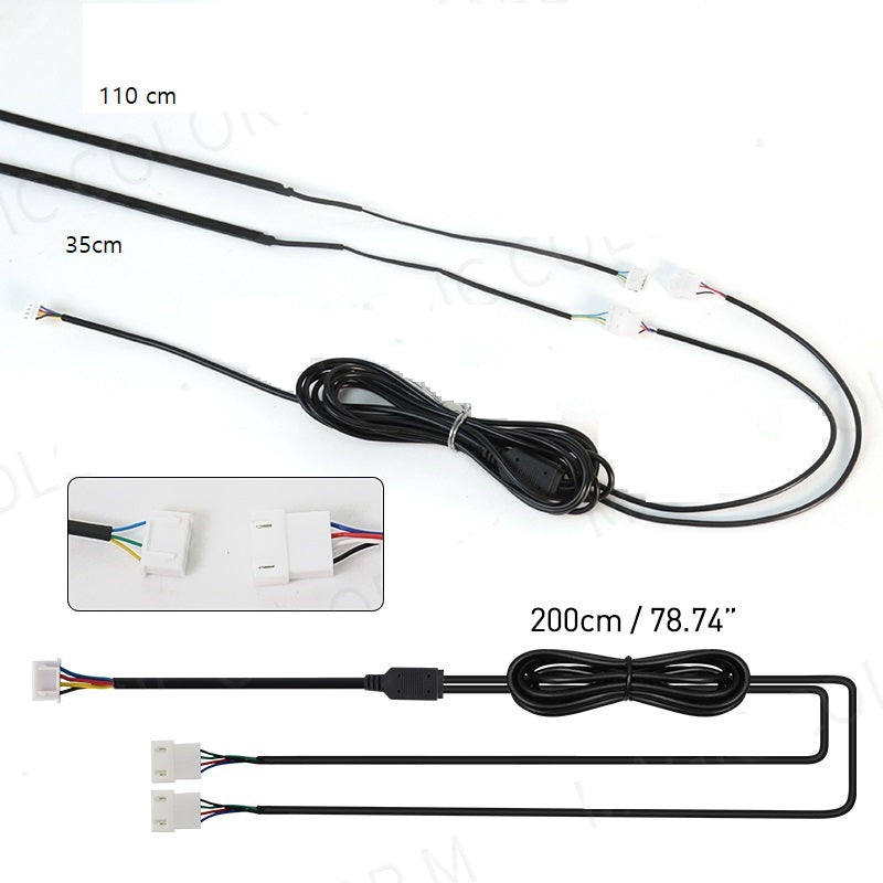 Banda fir neon RGB, Symphony, Soareonline@, lumina ambientala auto, control din aplicatie telefon sau telecomanda 110cm + 35cm - SoareOnline