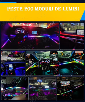 Banda fir neon RGB, Symphony, Soareonline@, lumina ambientala auto, control din aplicatie telefon sau telecomanda 110cm + 35cm