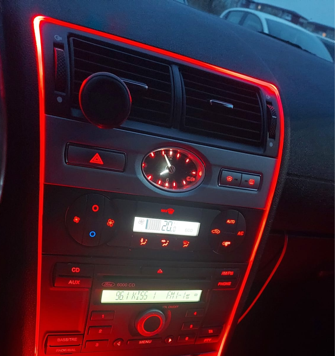 Banda LED Neon auto RGB cu 7 Culori, Alimentare USB pentru Lumini Interioare 3m