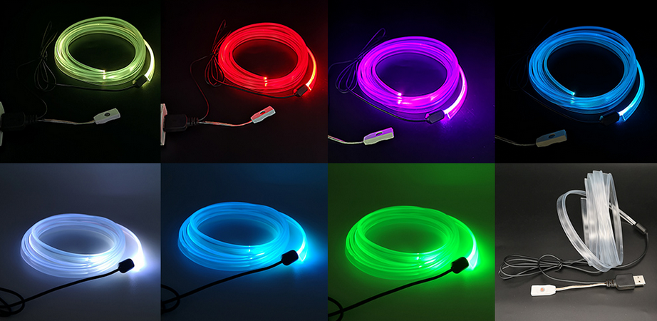 Lumini ambientale auto LED RGB, conectare USB cu telecomanda pe fir, 3 metri, BMW, AUDI, VW - SoareOnline