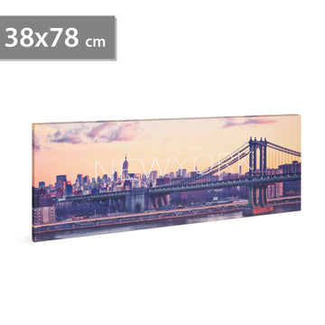 Tablou decorativ cu LED - „New York” - 2 x AA, 38 x 78 cm