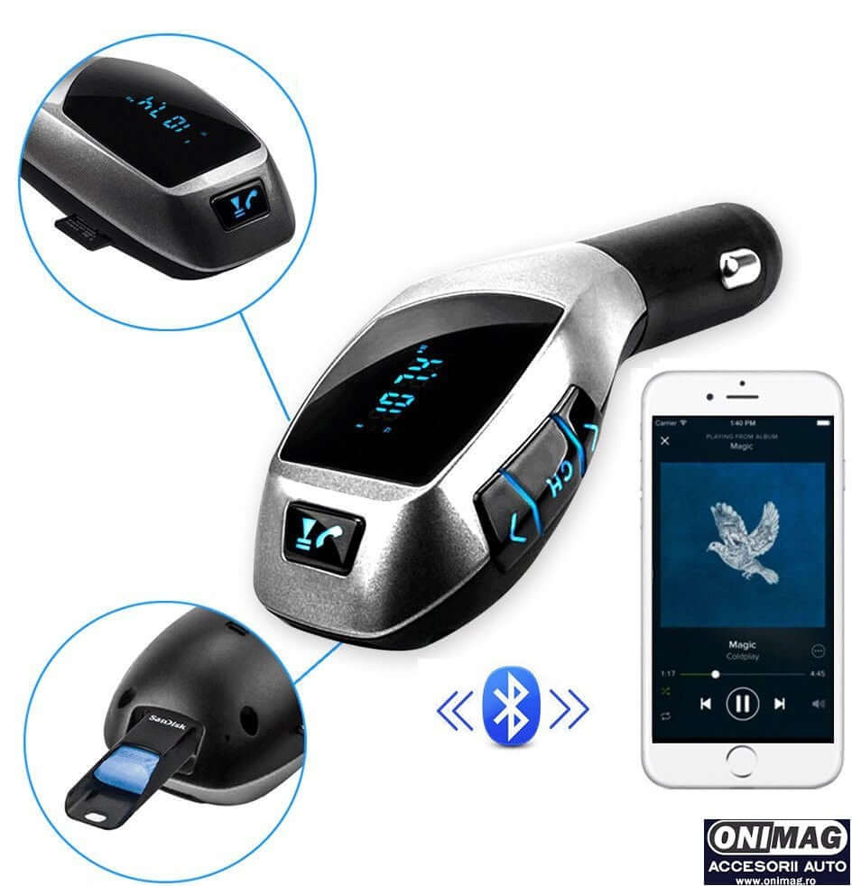 Modulator auto FM X7 cu Functie Bluetooth si Telecomanda Hands-Free