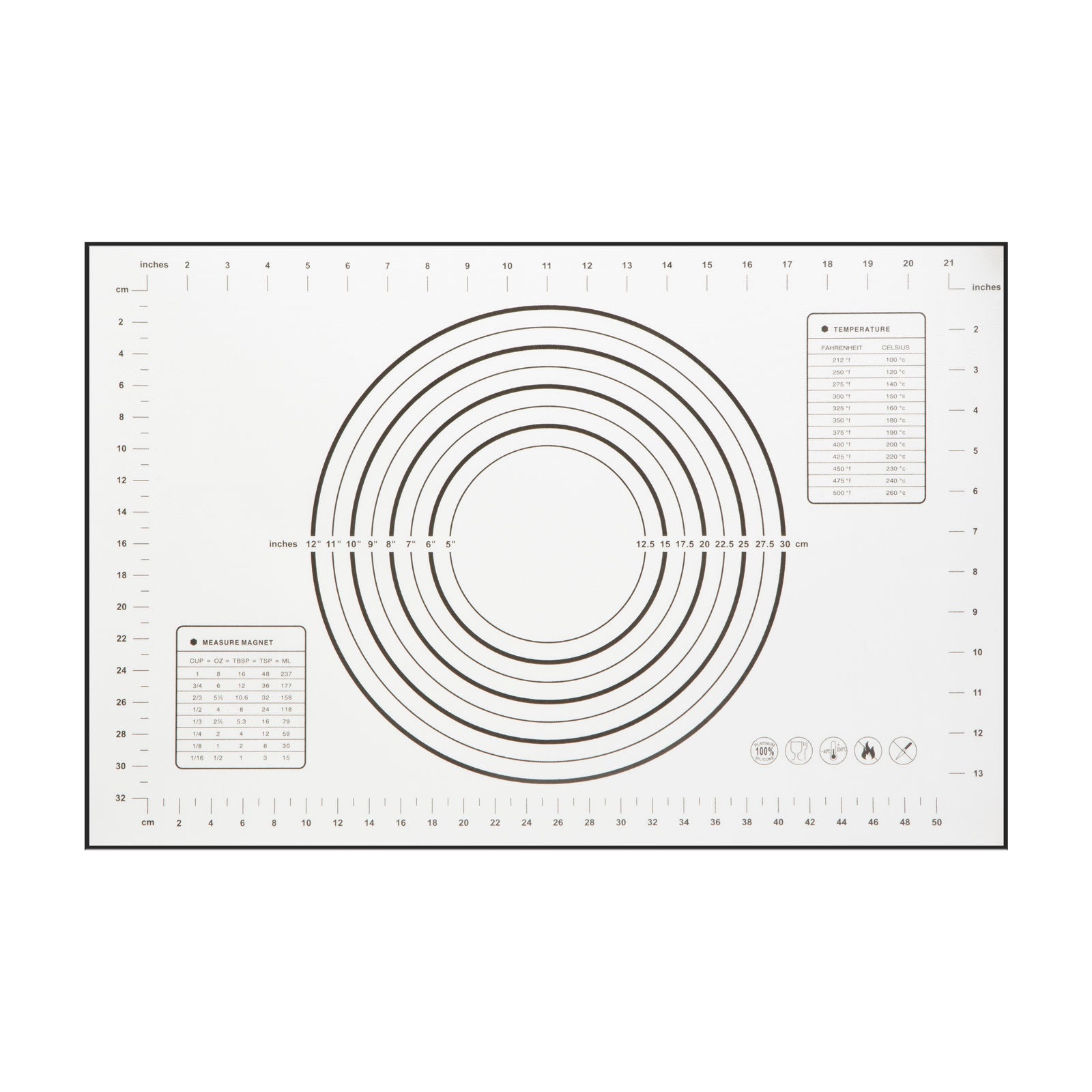 Blat din silicon - cu diagramă pentru întinderea aluaturi - 60 x 40 cm